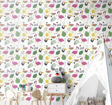 Papier peint chambre enfant rêves de flamants roses - TenStickers