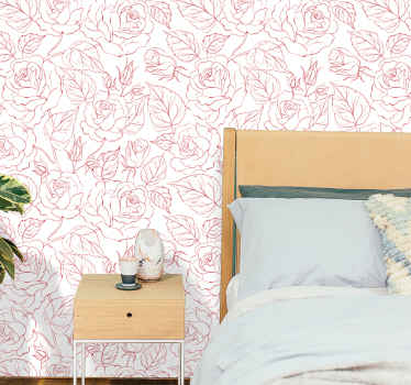 Papel pintado flores silueta de rosas - TenVinilo