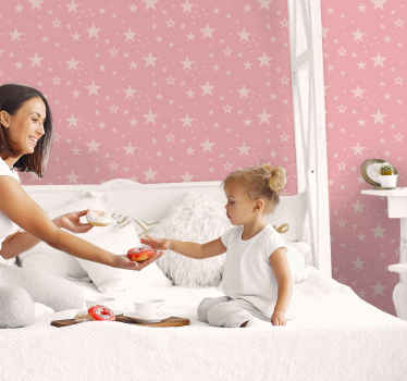 Kinderzimmer Tapete Hellrosa Sterne - TenStickers