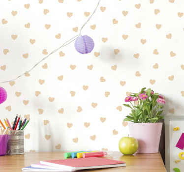 Papier peint rayé simplicité à motifs de cœur - TenStickers