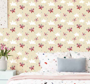 Papel tapiz mariposas patrón de mariposas - TenVinilo