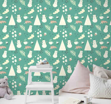 Nordic Winter Pattern nordic wallpaper - TenStickers