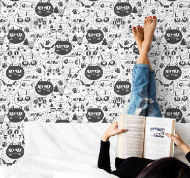 Cat Doodles cats wallpaper - TenStickers