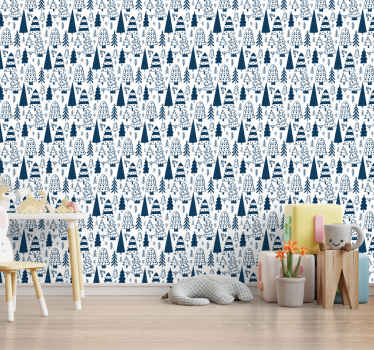 Modern trees Christmas wallpaper - TenStickers