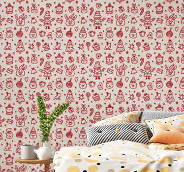 Christmas doodles Christmas wallpaper - TenStickers