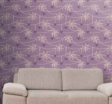 Papel pintado morado arañas y telarañas - TenVinilo
