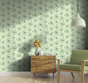 Shamrock pattern leaf wallpaper - TenStickers
