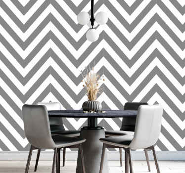 Papel pintado rayas Chevron gris y blanco - TenVinilo