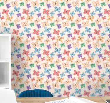 Papel tapiz mariposas juego de mariposas coloridas - TenVinilo