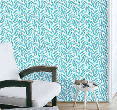 Bezšvové modré listy list tapety - Tenstickers