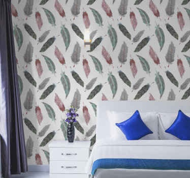 Feathers soft colours modern wallpaper - TenStickers