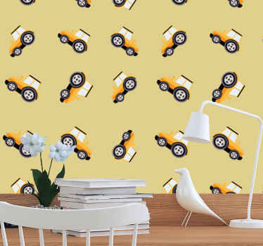 Papier peint chambre enfant camions de construction mignons - TenStickers
