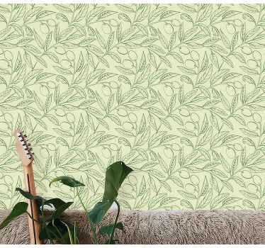 ταπετσαρία φύλλων σκίτσων ελιάς - TenStickers