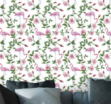 tapeta živali iz rože flamingov - TenStickers