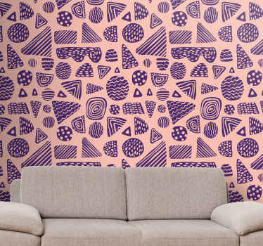 Papier peint rayé ensemble de formes géométriques - TenStickers