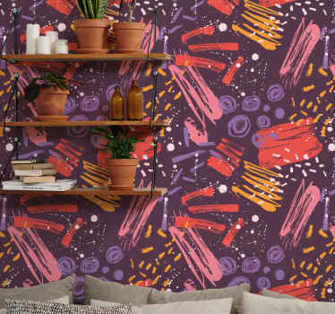 Papel tapiz abstracto pinceladas expresivas - TenVinilo