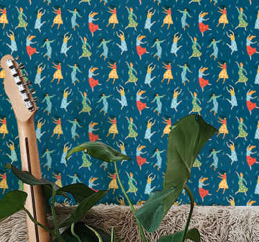 Papier peint rayé modèle de femmes dansantes - TenStickers