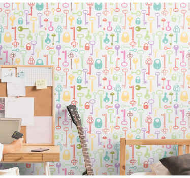 Key Pattern Motif teenager wallpaper - TenStickers