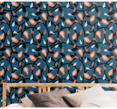 Papel pintado moderno Papaya y plantas - TenVinilo