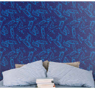 Tapete blau alphanumerisches muster - TenStickers