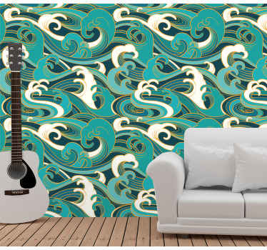 Papel pintado abstracto flujo de olas oceánicas - TenVinilo