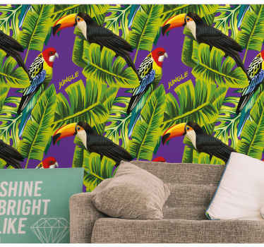 Tropical Bird Paradise parrots wallpaper - TenStickers