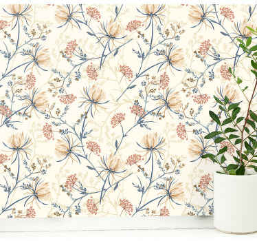 Vintage Flower Print Wedding Wallpaper - TenStickers