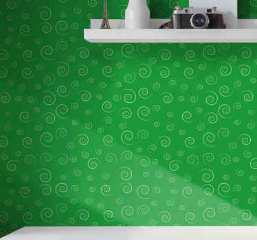 Papel mural texturas remolinos verdes en espiral - TenVinilo