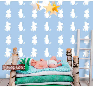 Siniset muumihahmot lastenhuoneen tapetti - Tenstickers