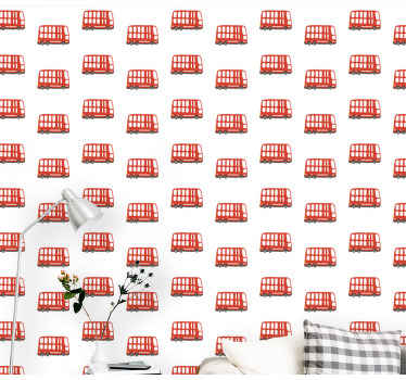 London bus pattern city wallpaper - TenStickers