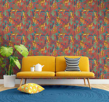 Tropisk jungelscene tapet dyr - Tenstickers