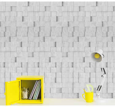 Papel pintado abstracto Pared cúbica digital - TenVinilo