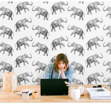 Elephant Repetition elephants wallpaper - TenStickers