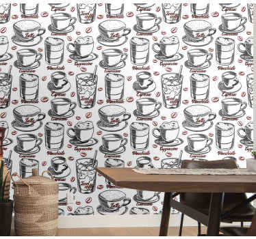 Papel pintado moderno Texto sobre el patrón de café - TenVinilo