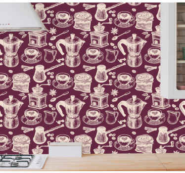 Papel tapiz cocina patrón de motivo de café - TenVinilo