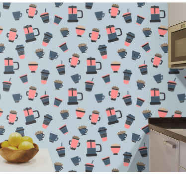 Papel tapiz cocina motivos de taza de café - TenVinilo