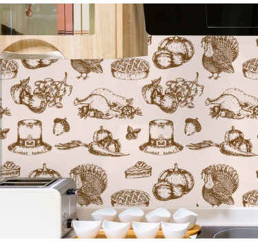 Thanksgiving food sketches Wallpaper - TenStickers