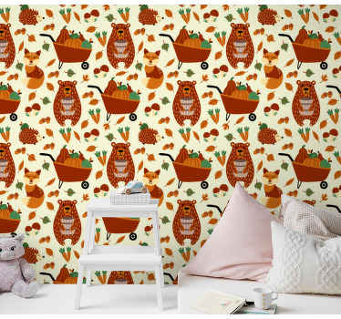 Thanksgiving cartoon wildlife Animal Wallpaper - TenStickers