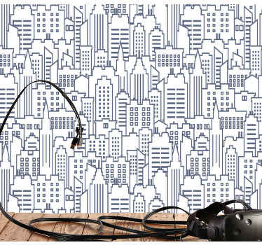 Urban Skyline Silhouettes city wallpaper - TenStickers