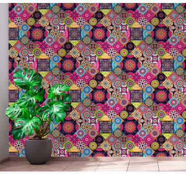 Wohnzimmer Tapeten Dunkle Mandala-Fliesen - TenStickers