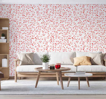 papel pintado troncos Hoja roja sobre fondo blanco - TenVinilo