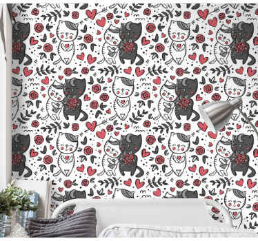 Feline Floral Delight cats wallpaper - TenStickers