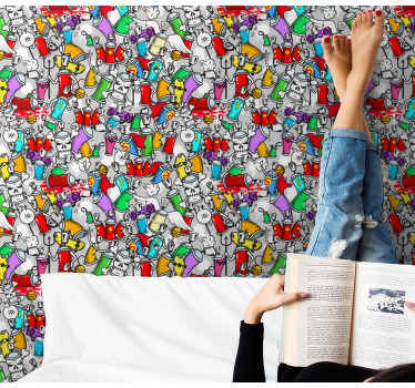 墙纸 艺术 涂鸦颜料罐 - TenStickers