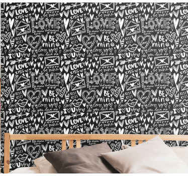 Valentine's Doodle lettering wallpaper - TenStickers