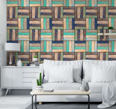 Papel pared moderno imitacion tablones madera - TenVinilo