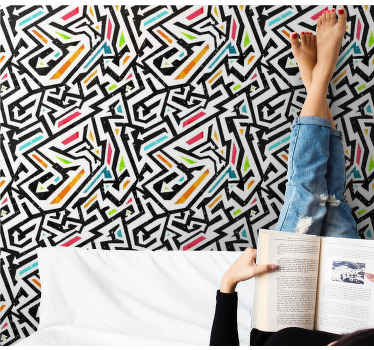 čiernobiele s farebnou tapetou patch art - Tenstickers