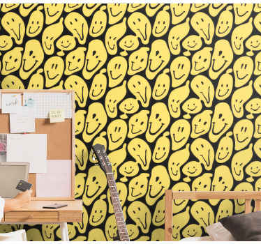 Smiling Faces Pattern modern wallpaper - TenStickers