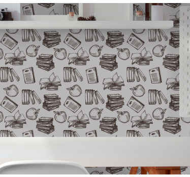 Vintage study elements Home office wallpaper - TenStickers