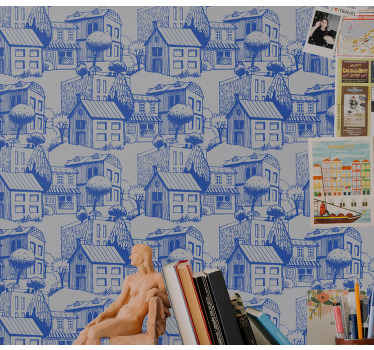 Urban Sketch Illustration city wallpaper - TenStickers