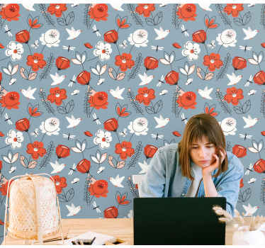 Carta da parati floreale dettaglio motivo floreale - TenStickers